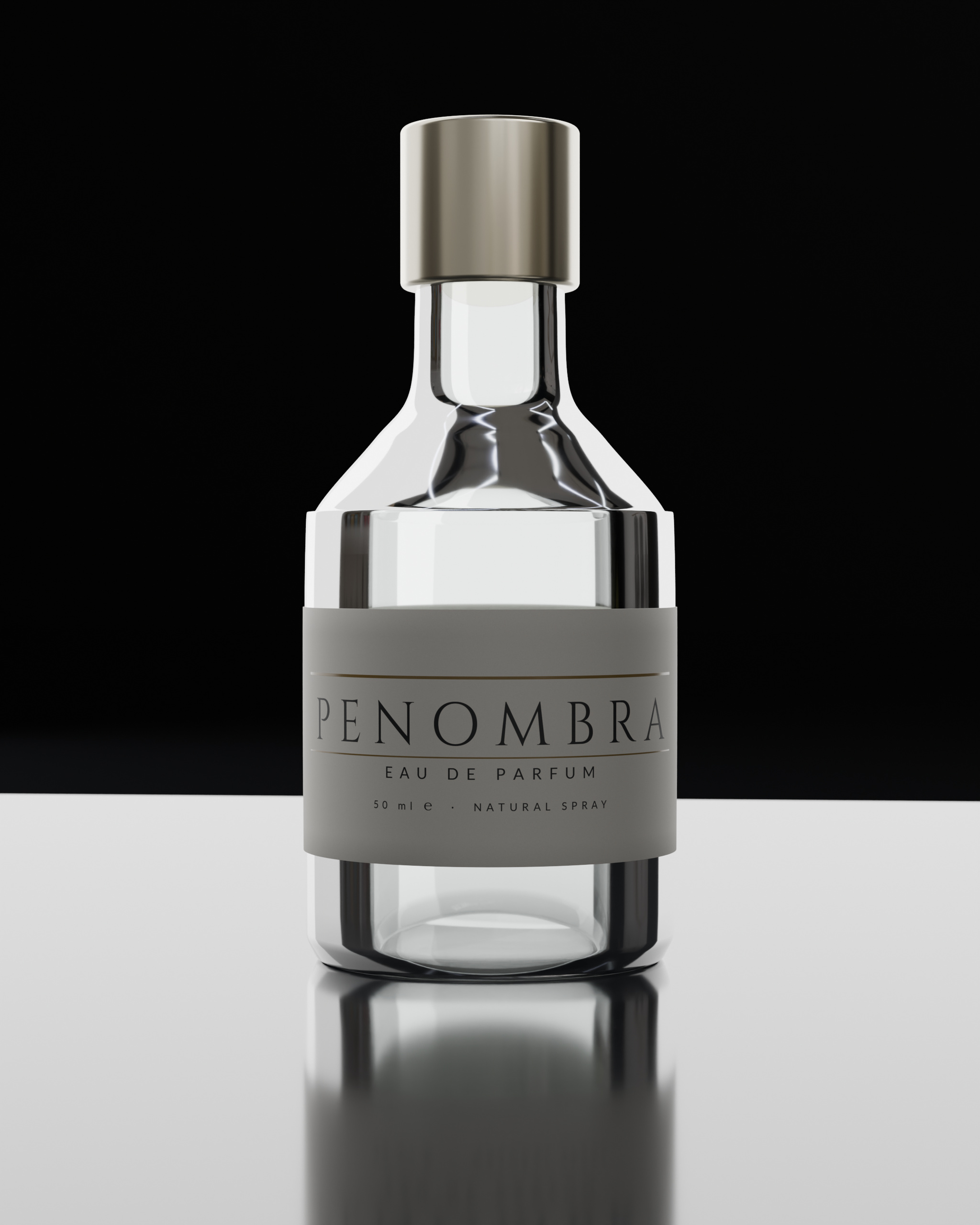Backlit: the glass carries the light through the body of the bottle
