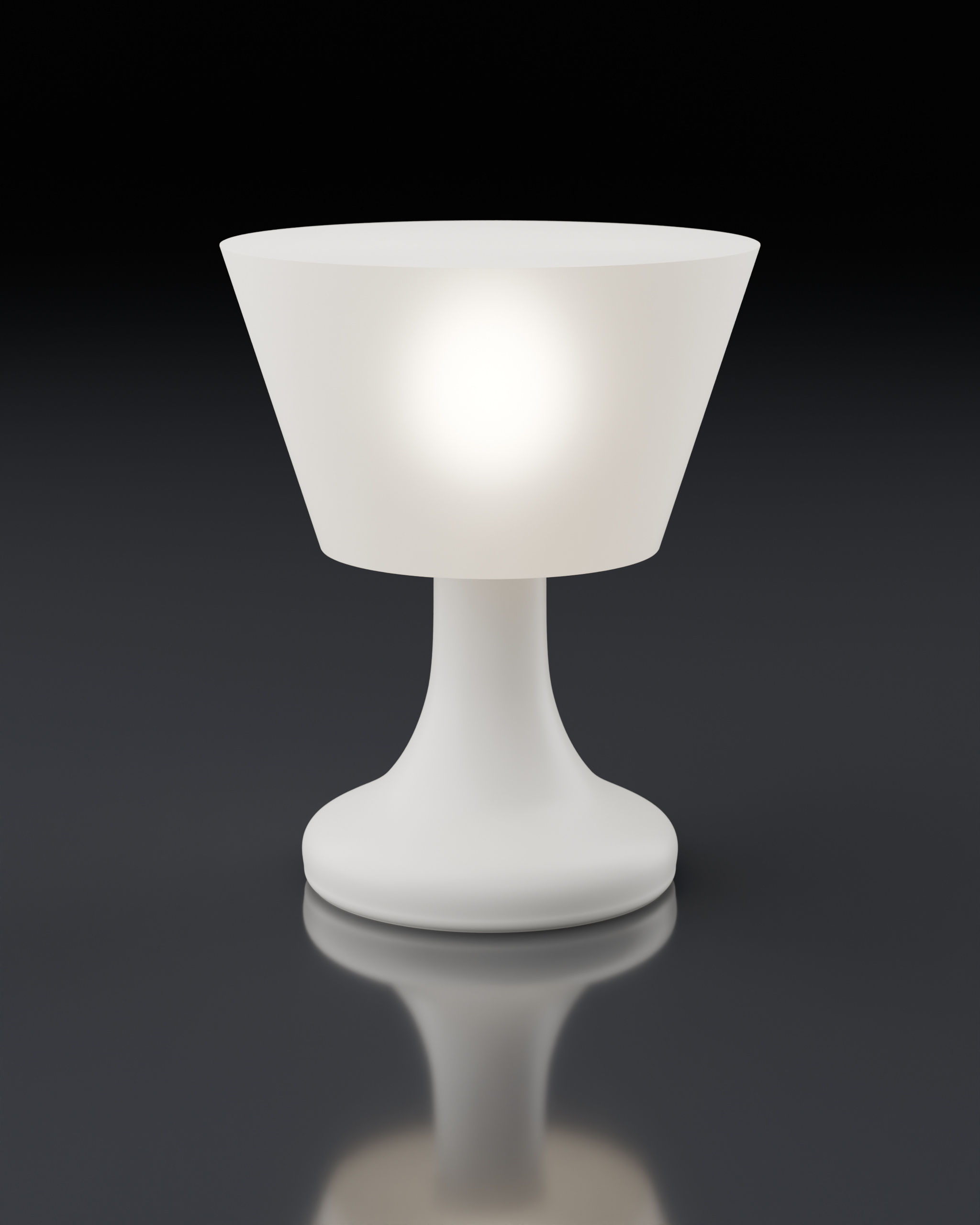VEGLIA: a lit table lamp with a translucent paper shade